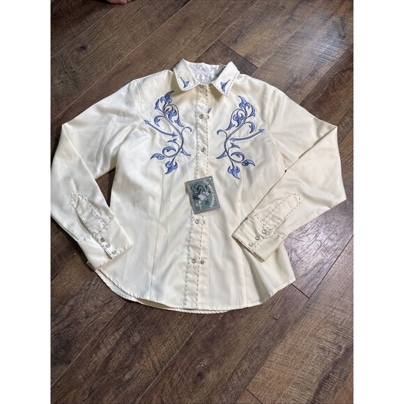 Roper Tops - Vintage Roper Western Shirt Womens Medium White Flowers Rodeo Ranch Cowgirl 90s